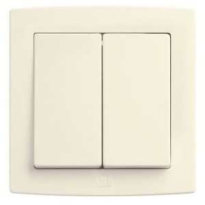 ABB Electrical Switch, Concept BS, 2 Gang, 1 Way, 250V, 10A, Ivory White - AC102-82