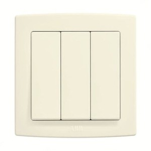 ABB Electrical Switch, Concept BS, 3 Gang, 1 Way, 250V, 10A, Ivory White - AC103-82