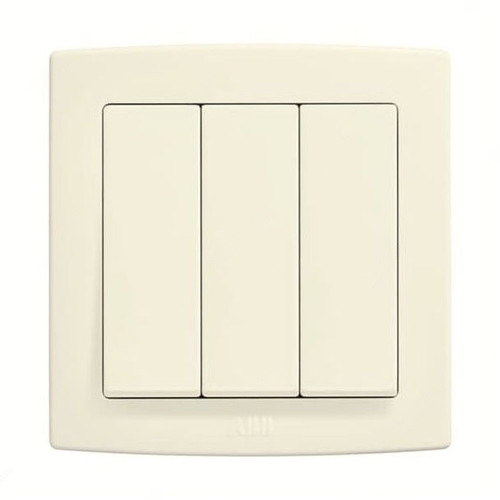 ABB Electrical Switch, Concept BS, 3 Gang, 1 Way, 250V, 10A, Ivory White - AC103-82