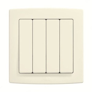 ABB Electrical Switch, Concept BS, 4 Gang, 1 Way, 250V, 10A, Ivory White - AC104-82