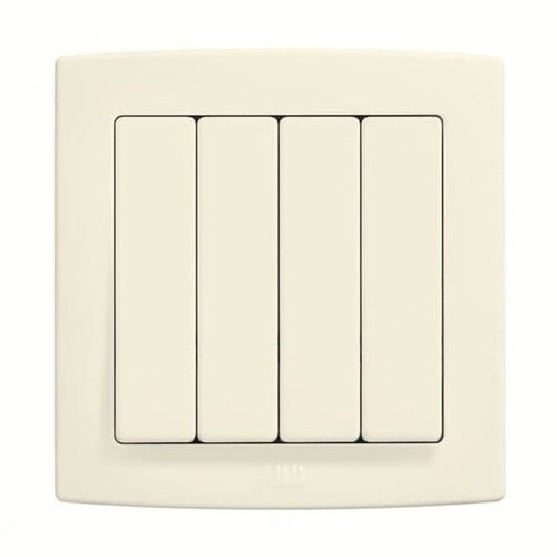 ABB Electrical Switch, Concept BS, 4 Gang, 1 Way, 250V, 10A, Ivory White - AC104-82