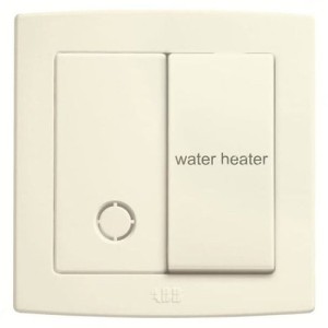 ABB DP Switch With 'Water Heater' Mark, Concept BS, 1 Gang, 1 Way, 250V, 20A, Ivory White - AC120WH-82