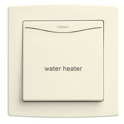 ABB DP Switch With LED and 'Water Heater' Mark, Concept BS, 1 Gang, 1 Way, 250V, 20A, Ivory White - AC171WH-82