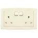 ABB Single Pole Switched Socket, Concept BS, 2 Gang, 250V, 13A, Ivory White - AC227-82