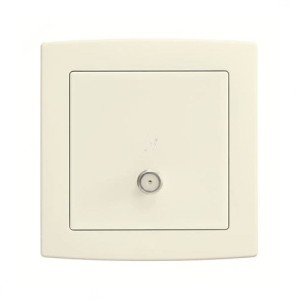 ABB F Type TV Socket Outlet, Concept BS, Thermoplastic, 1 Gang, Ivory White - AC303-82