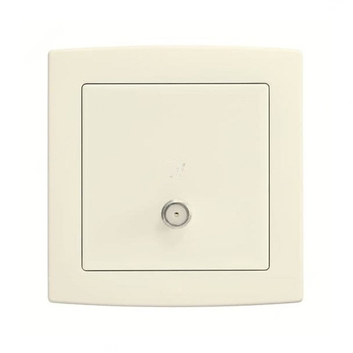 ABB F Type TV Socket Outlet, Concept BS, Thermoplastic, 1 Gang, Ivory White - AC303-82