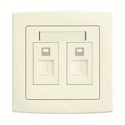 ABB Telephone Socket, Concept BS, 2 Gang, CAT 6 UTP, RJ45, Ivory White - AC329-82