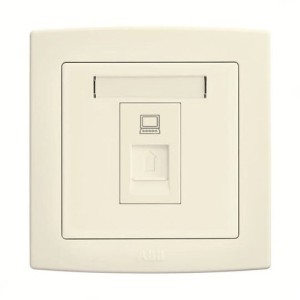 ABB Telephone Socket, Concept BS, 1 Gang, CAT 6 UTP, RJ45, Ivory White - AC333-82