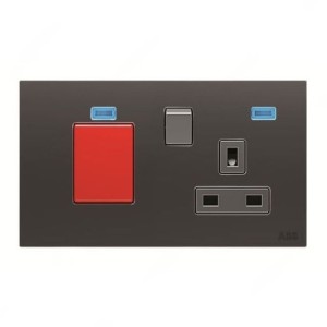 ABB Double Pole Switched Socket W/ Cooker Control Unit, Millenium, 1 Gang, 13A, Silk Black - AM118147-SB