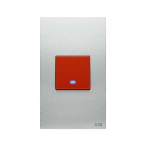 ABB Dual Pole Electrical Switch with LED, Millenium, 1 Gang, 1 Way, 45A, Stainless Steel - AM17844-ST