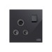 ABB Double Pole Round Pin Switched Socket, Millenium, 1 Gang, 15A, Black Glass - AM20986-BG