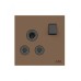 ABB Double Pole Round Pin Switched Socket, Millenium, 1 Gang, 15A, Mocha Brown - AM20986-MO