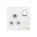 ABB Double Pole Round Pin Switched Socket, Millenium, 1 Gang, 15A, White Glass - AM20986-WG