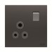 ABB Double Pole Round Pin Switched Socket, Millenium, 1 Gang, 5A, Silk Black - AM22186-SB