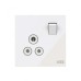 ABB Double Pole Round Pin Switched Socket, Millenium, 1 Gang, 5A, White Glass - AM22186-WG