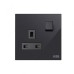 ABB Single Pole Switched Socket, Millenium, 1 Gang, 1P, 13A, Black Glass - AM23386-BG