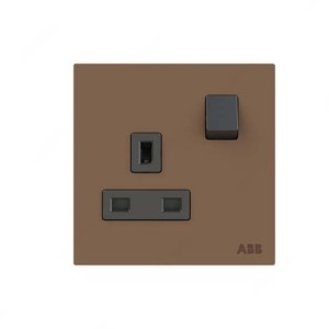 ABB Single Pole Switched Socket, Millenium, 1 Gang, 1P, 13A, Mocha Brown - AM23386-MO