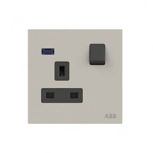 ABB Single Pole Switched Socket With LED, Millenium, 1 Gang, 13A, Dune Sand - AM23486-DU