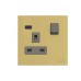 ABB Single Pole Switched Socket With LED, Millenium, 1 Gang, 13A, Matt Gold - AM23486-MG