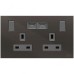 ABB Single Pole Switched Socket With USB Charger, Millenium, 2 Gang, 13A, Black Glass - AM235147-BG