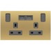 ABB Single Pole Switched Socket With USB Charger, Millenium, 2 Gang, 13A, Matt Gold - AM235147-MG