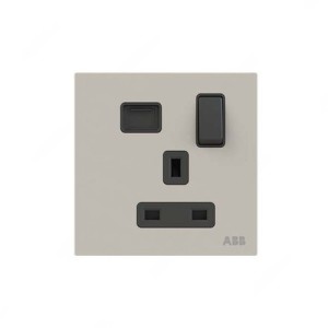 ABB Single Pole Switched Socket With USB Charger, Millenium, 1 Gang, 13A, Dune Sand - AM23586-DU