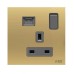 ABB Single Pole Switched Socket With USB Charger, Millenium, 1 Gang, 13A, Matt Gold - AM23586-MG