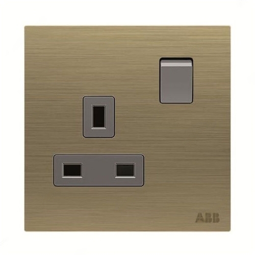 ABB Double Pole Switched Socket, Millenium, 1 Gang, 2P, 13A, Antique Gold - AM23786-AG