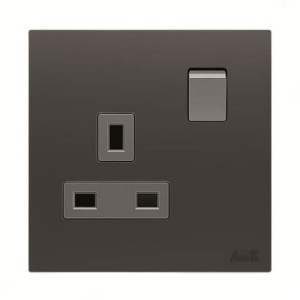 ABB Double Pole Switched Socket, Millenium, 1 Gang, 2P, 13A, Silk Black - AM23786-SB