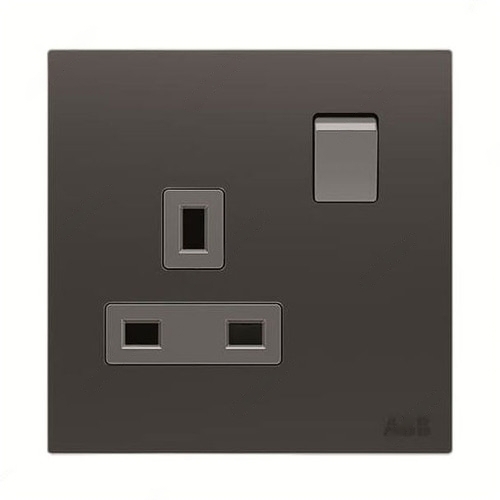 ABB Double Pole Switched Socket, Millenium, 1 Gang, 2P, 13A, Silk Black - AM23786-SB