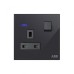 ABB Double Pole Switched Socket With LED, Millenium, 1 Gang, 13A, Black Glass - AM23886-BG