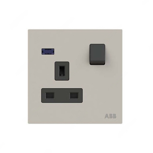 ABB Double Pole Switched Socket With LED, Millenium, 1 Gang, 13A, Dune Sand - AM23886-DU