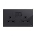 ABB Double Pole Switched Socket, Millenium, 2 Gang, 13A, Black Glass - AM239147-BG