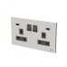 ABB Double Pole Switched Socket With LED, Millenium, 2 Gang, 13A, Dune Sand - AM240147-DU