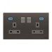 ABB Double Pole Switched Socket With LED, Millenium, 2 Gang, 13A, Silk Black - AM240147-SB