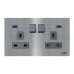 ABB Double Pole Switched Socket With LED, Millenium, 2 Gang, 13A, Stainless Steel - AM240147-ST