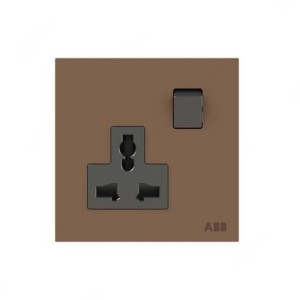 ABB Double Pole Universal Switched Socket, Millenium, 1 Gang, 13A, Mocha Brown - AM29486-MO