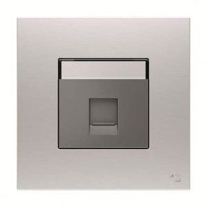 ABB BT Secondary Telephone Socket, Millenium, 1 Gang, RJ11/RJ12, Stainless Steel - AM30644-ST