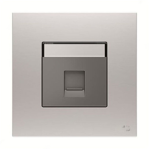 ABB BT Secondary Telephone Socket, Millenium, 1 Gang, RJ11/RJ12, Stainless Steel - AM30644-ST