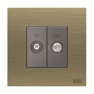 ABB TV and SAT Socket, Millenium, 1 Gang, Antique Gold - AM31344-AG