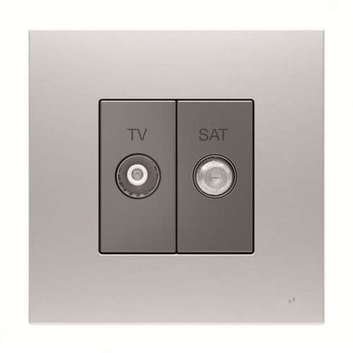 ABB TV and SAT Socket, Millenium, 1 Gang, Stainless Steel - AM31344-ST