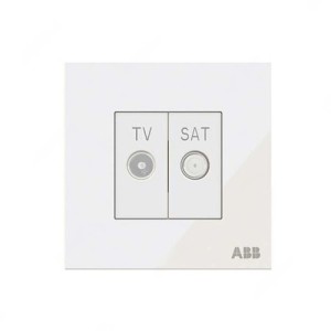 ABB TV and SAT Socket, Millenium, 1 Gang, White Glass - AM31344-WG