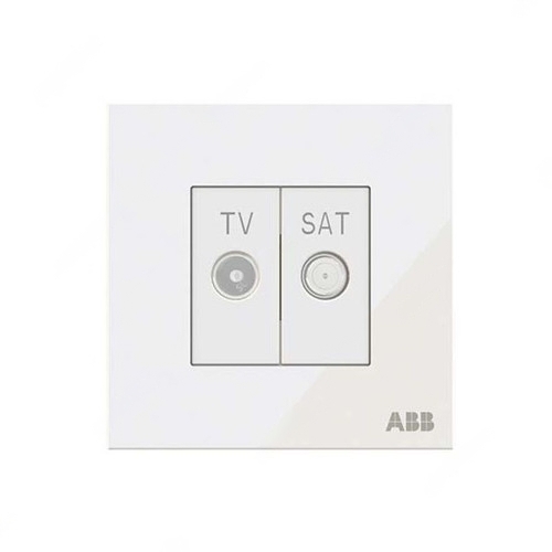 ABB TV and SAT Socket, Millenium, 1 Gang, White Glass - AM31344-WG