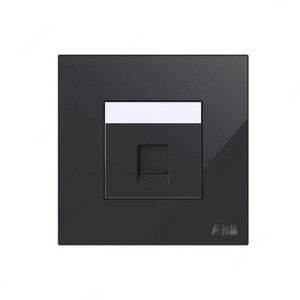 ABB Telephone Socket, Millenium, 4P, 1 Gang, RJ11, Black Glass - AM32144-BG