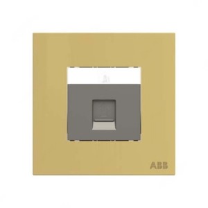 ABB Telephone Socket, Millenium, 4P, 1 Gang, RJ11, Matt Gold - AM32144-MG