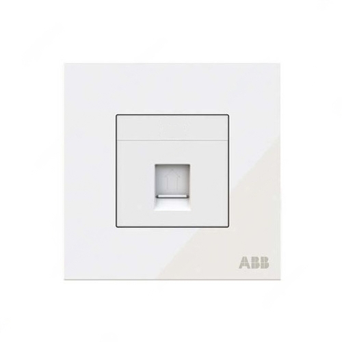 ABB Telephone Socket, Millenium, 4P, 1 Gang, RJ11, White Glass - AM32144-WG