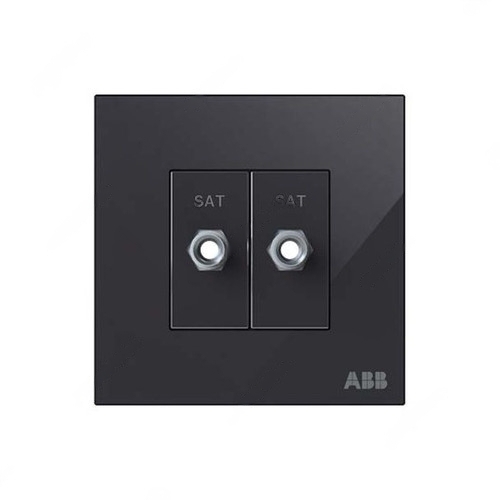 ABB F-Type SAT Twin Socket, Millenium, 2 Gang, Black Glass - AM32344-BG