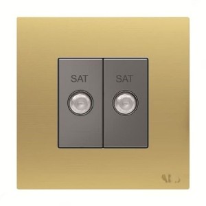 ABB F-Type SAT Twin Socket, Millenium, 2 Gang, Matt Gold - AM32344-MG