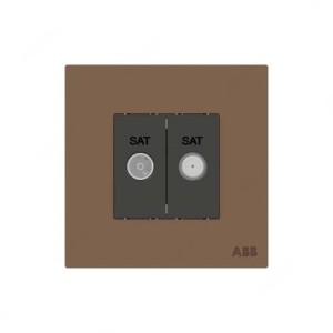 ABB F-Type SAT Twin Socket, Millenium, 2 Gang, Mocha Brown -  AM32344-MO