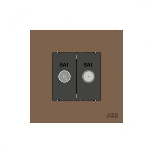 ABB F-Type SAT Twin Socket, Millenium, 2 Gang, Mocha Brown -  AM32344-MO